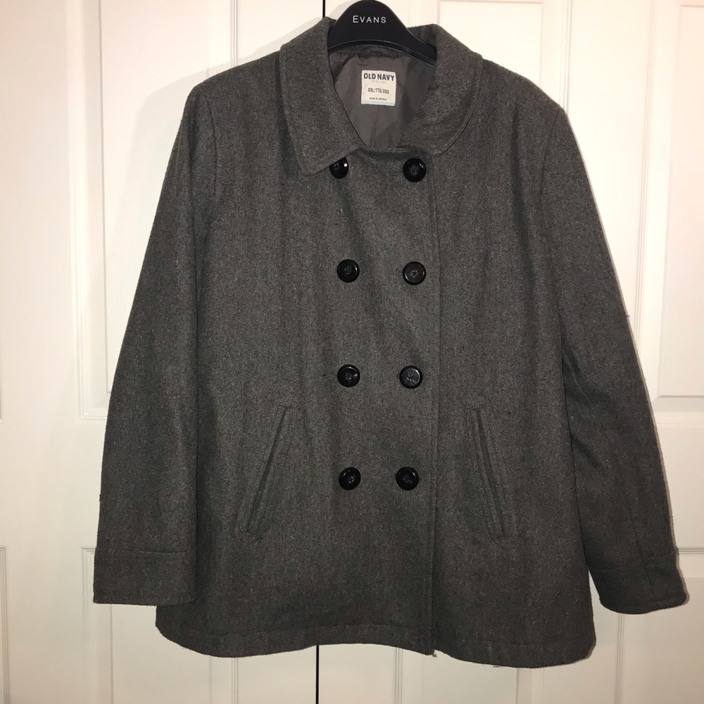 Heather gray wool blend pea coat